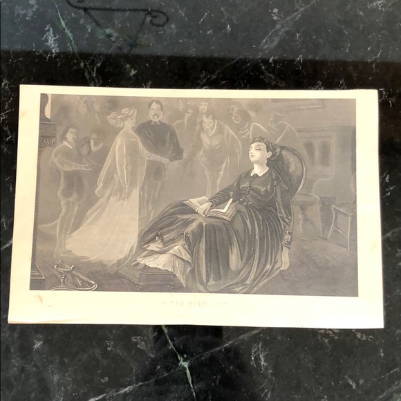 In the Firelight 5.5" x 8.25" Antique Engraving